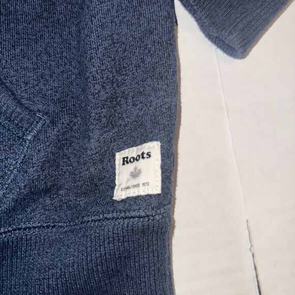 Roots Canada Hoodie Sweatshirt Mens Medium Blue Hooded Pullover Beaver - Picture 2 of 8